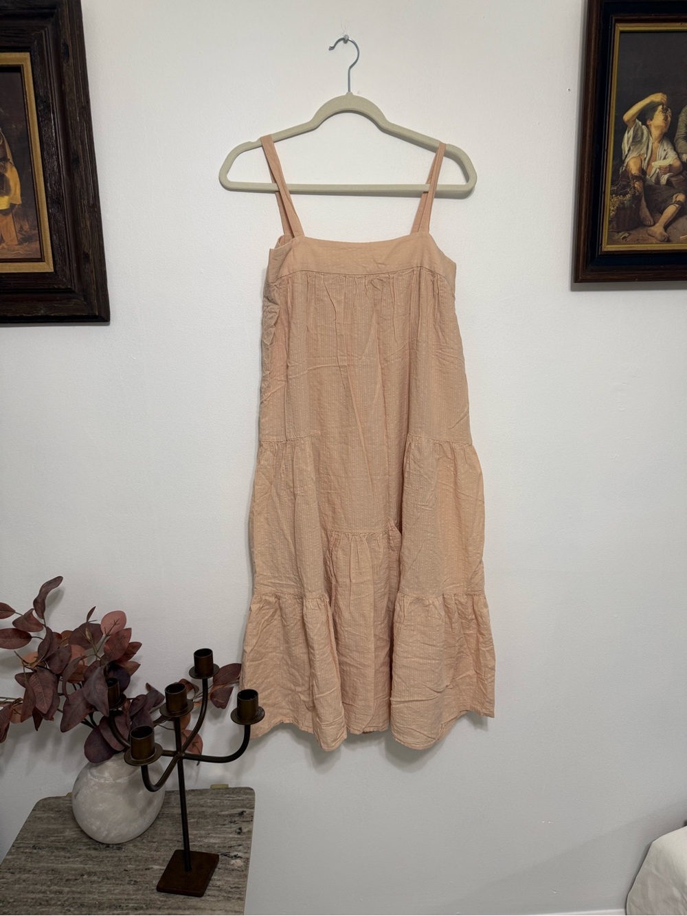 Jenni Kayne Peach Tiered Sleeveless Midi Dress